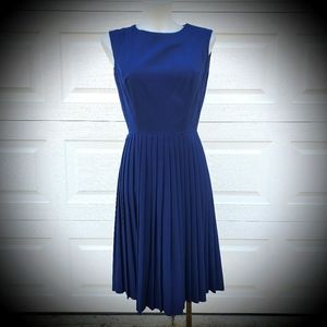 Vintage 1960s Fit & Flare Navy Blue Dress Small